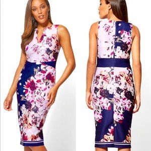 New York & Company Floral Midi Sheath Dress L